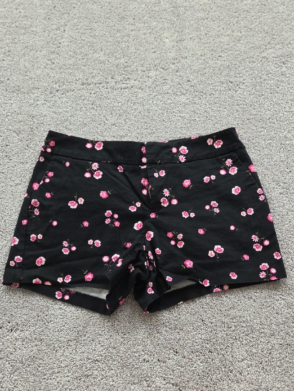 Maison Jules Black Shorts with Pink Floral Print